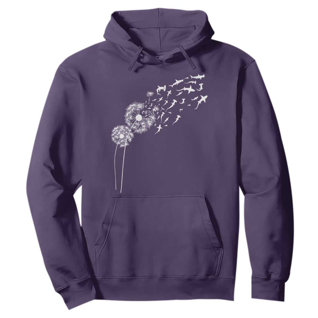 Shark Dandelion Flower for Ocean Wildlife Lover Hoodie TS11 Purple Print Your Wear