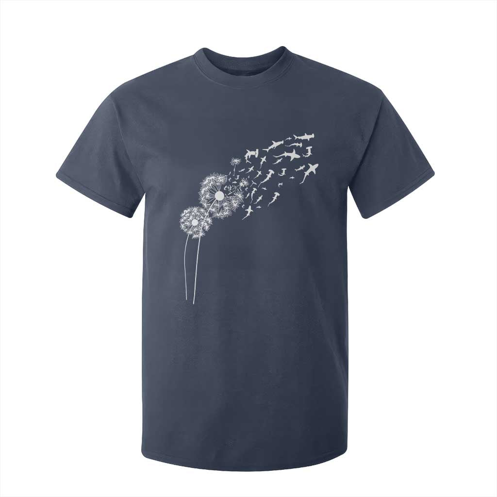Shark Dandelion Flower for Ocean Wildlife Lover T Shirt For Kid TS11 Navy Print Your Wear