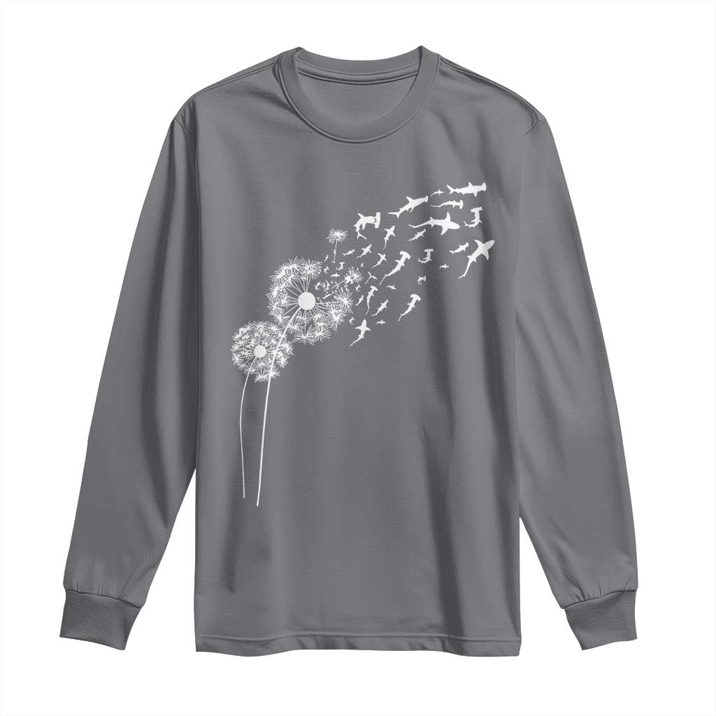 Shark Dandelion Flower for Ocean Wildlife Lover Long Sleeve Shirt TS11 Charcoal Print Your Wear