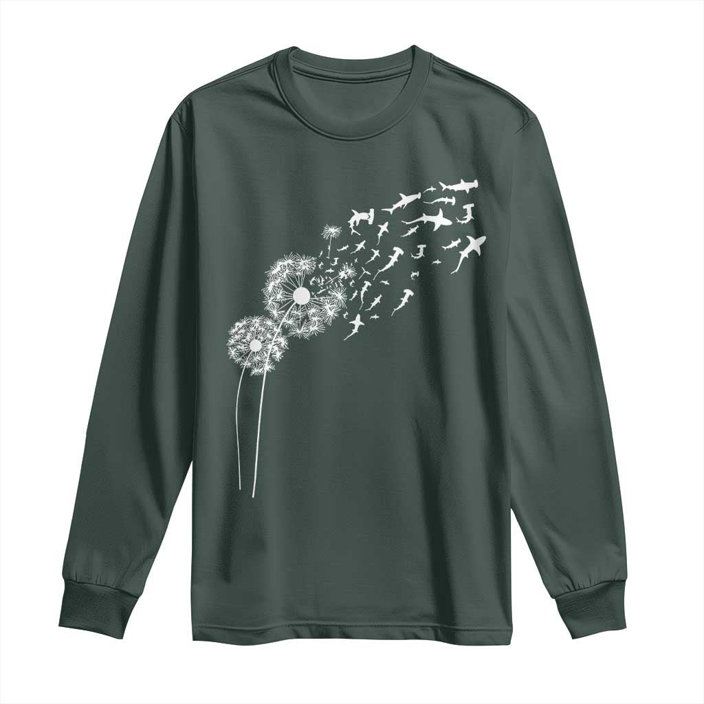 Shark Dandelion Flower for Ocean Wildlife Lover Long Sleeve Shirt TS11 Dark Forest Green Print Your Wear