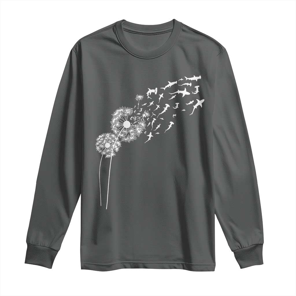 Shark Dandelion Flower for Ocean Wildlife Lover Long Sleeve Shirt TS11 Dark Heather Print Your Wear