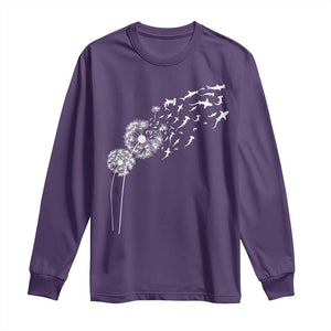 Shark Dandelion Flower for Ocean Wildlife Lover Long Sleeve Shirt TS11 Purple Print Your Wear