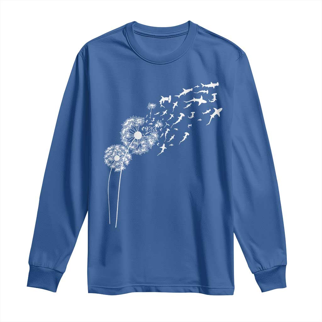 Shark Dandelion Flower for Ocean Wildlife Lover Long Sleeve Shirt TS11 Royal Blue Print Your Wear
