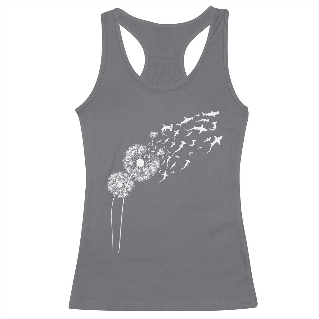 Shark Dandelion Flower for Ocean Wildlife Lover Racerback Tank Top TS11 Charcoal Print Your Wear