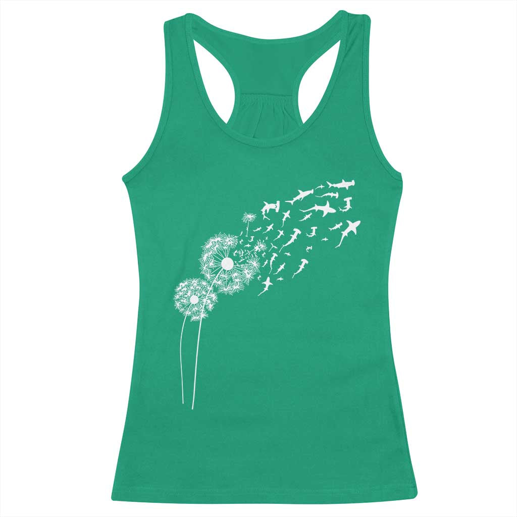 Shark Dandelion Flower for Ocean Wildlife Lover Racerback Tank Top TS11 Irish Green Print Your Wear