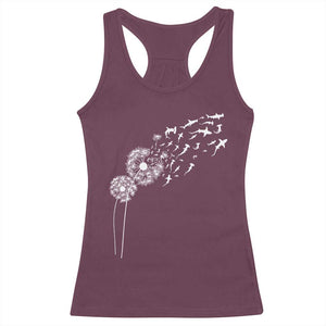 Shark Dandelion Flower for Ocean Wildlife Lover Racerback Tank Top TS11 Maroon Print Your Wear
