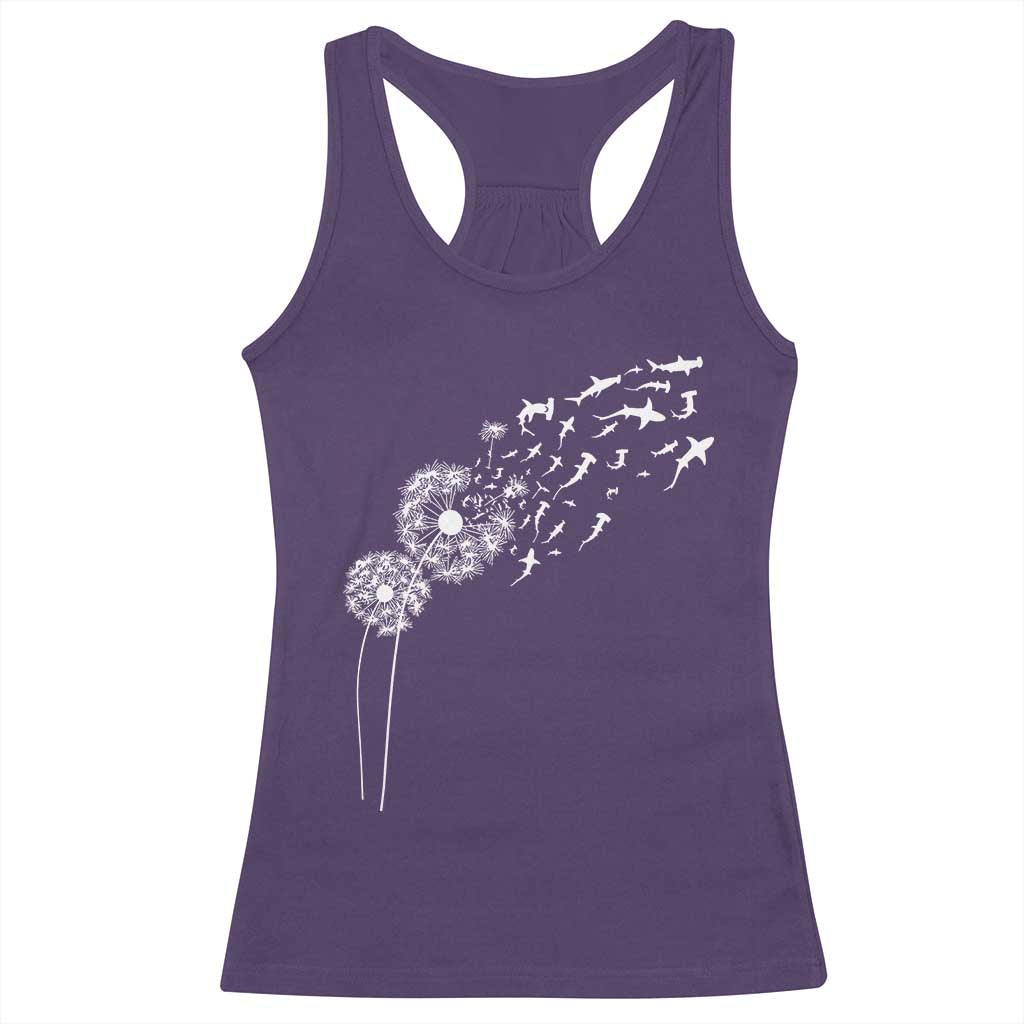 Shark Dandelion Flower for Ocean Wildlife Lover Racerback Tank Top TS11 Purple Print Your Wear