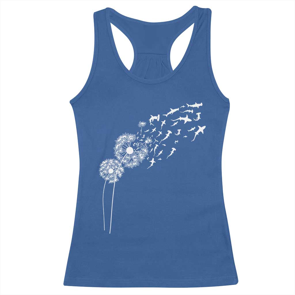 Shark Dandelion Flower for Ocean Wildlife Lover Racerback Tank Top TS11 Royal Blue Print Your Wear