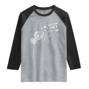 Shark Dandelion Flower for Ocean Wildlife Lover Raglan Shirt TS11 Heather Gray Black Print Your Wear