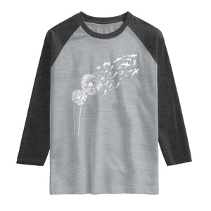 Shark Dandelion Flower for Ocean Wildlife Lover Raglan Shirt TS11 Heather Gray Heather Charcoal Print Your Wear