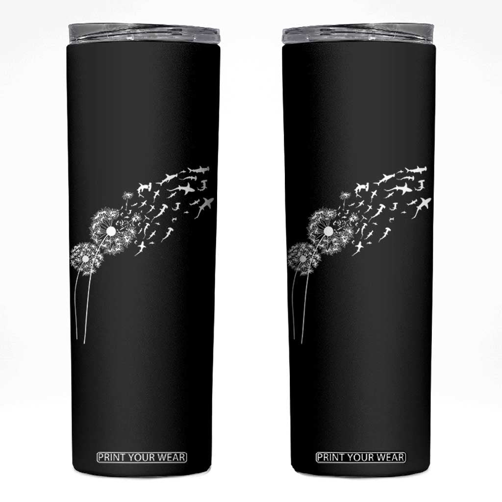 Shark Dandelion Flower for Ocean Wildlife Lover Skinny Tumbler TS11 Black Print Your Wear