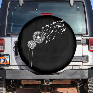 Shark Dandelion Flower for Ocean Wildlife Lover Spare Tire Cover TS11 No hole Black Print Your Wear