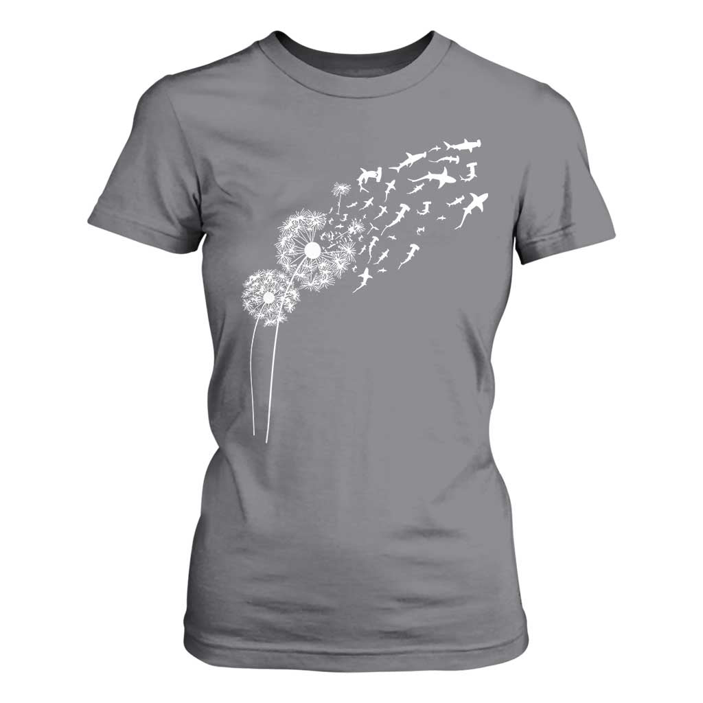 Shark Dandelion Flower for Ocean Wildlife Lover T Shirt For Women TS11 Charcoal Print Your Wear