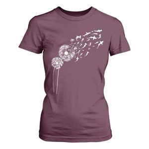 Shark Dandelion Flower for Ocean Wildlife Lover T Shirt For Women TS11 Maroon Print Your Wear