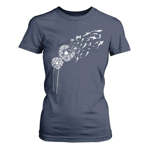 Shark Dandelion Flower for Ocean Wildlife Lover T Shirt For Women TS11 Navy Print Your Wear
