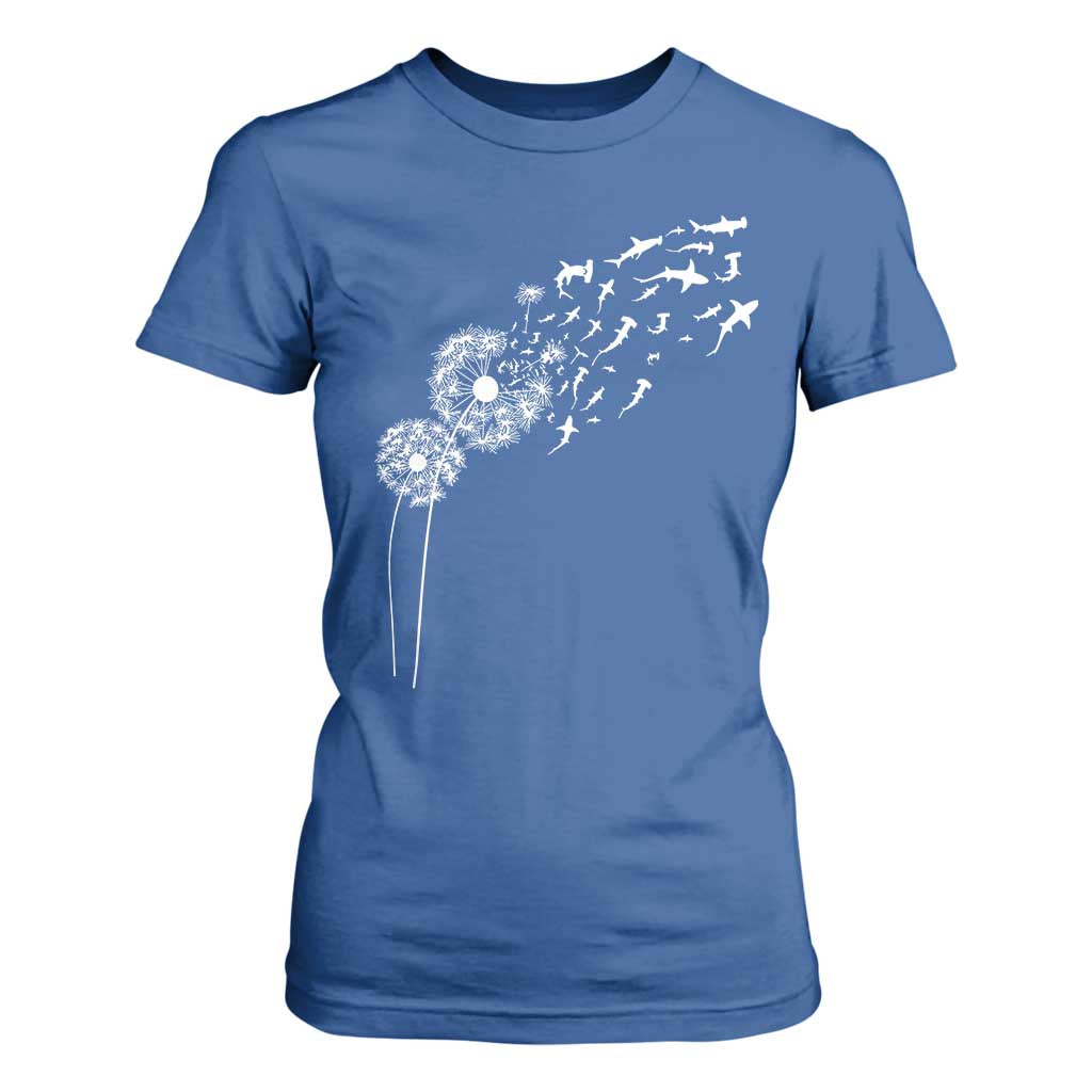Shark Dandelion Flower for Ocean Wildlife Lover T Shirt For Women TS11 Royal Blue Print Your Wear