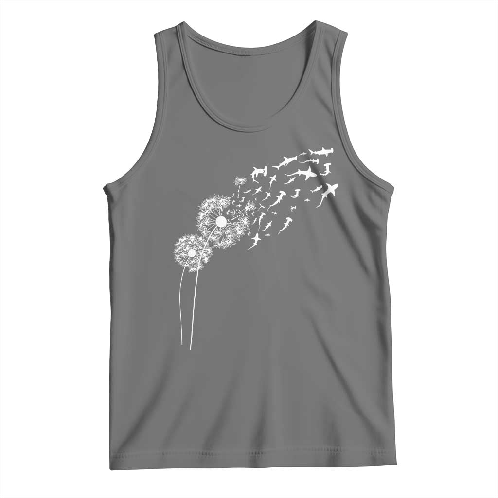 Shark Dandelion Flower for Ocean Wildlife Lover Tank Top TS11 Black Heather Print Your Wear