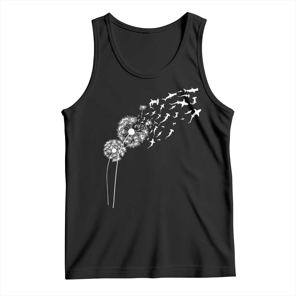 Shark Dandelion Flower for Ocean Wildlife Lover Tank Top TS11 Black Print Your Wear