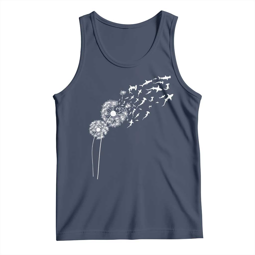 Shark Dandelion Flower for Ocean Wildlife Lover Tank Top TS11 Navy Print Your Wear