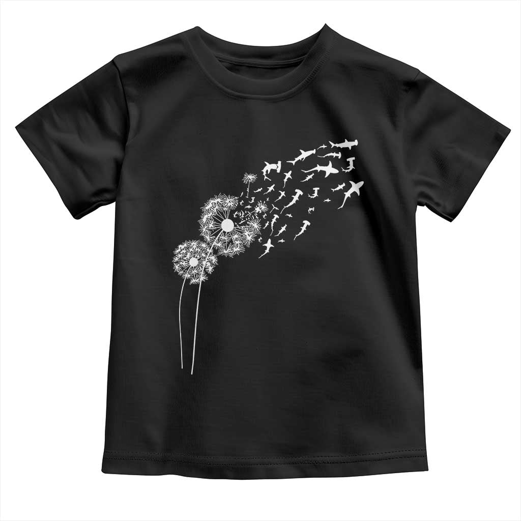 Shark Dandelion Flower for Ocean Wildlife Lover Toddler T Shirt TS11 Black Print Your Wear