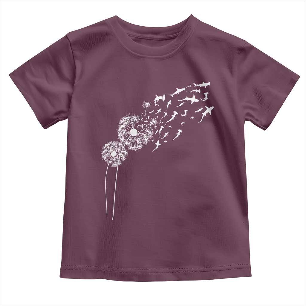 Shark Dandelion Flower for Ocean Wildlife Lover Toddler T Shirt TS11 Maroon Print Your Wear