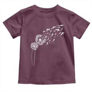 Shark Dandelion Flower for Ocean Wildlife Lover Toddler T Shirt TS11 Maroon Print Your Wear