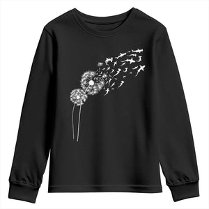 Shark Dandelion Flower for Ocean Wildlife Lover Youth Sweatshirt TS11 Black Print Your Wear