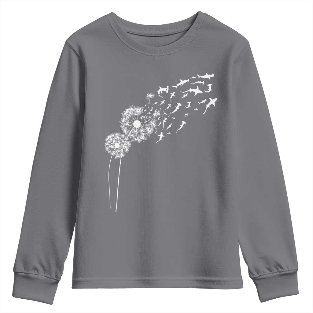 Shark Dandelion Flower for Ocean Wildlife Lover Youth Sweatshirt TS11 Charcoal Print Your Wear