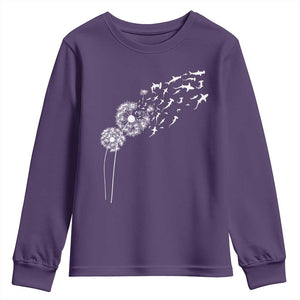 Shark Dandelion Flower for Ocean Wildlife Lover Youth Sweatshirt TS11 Purple Print Your Wear