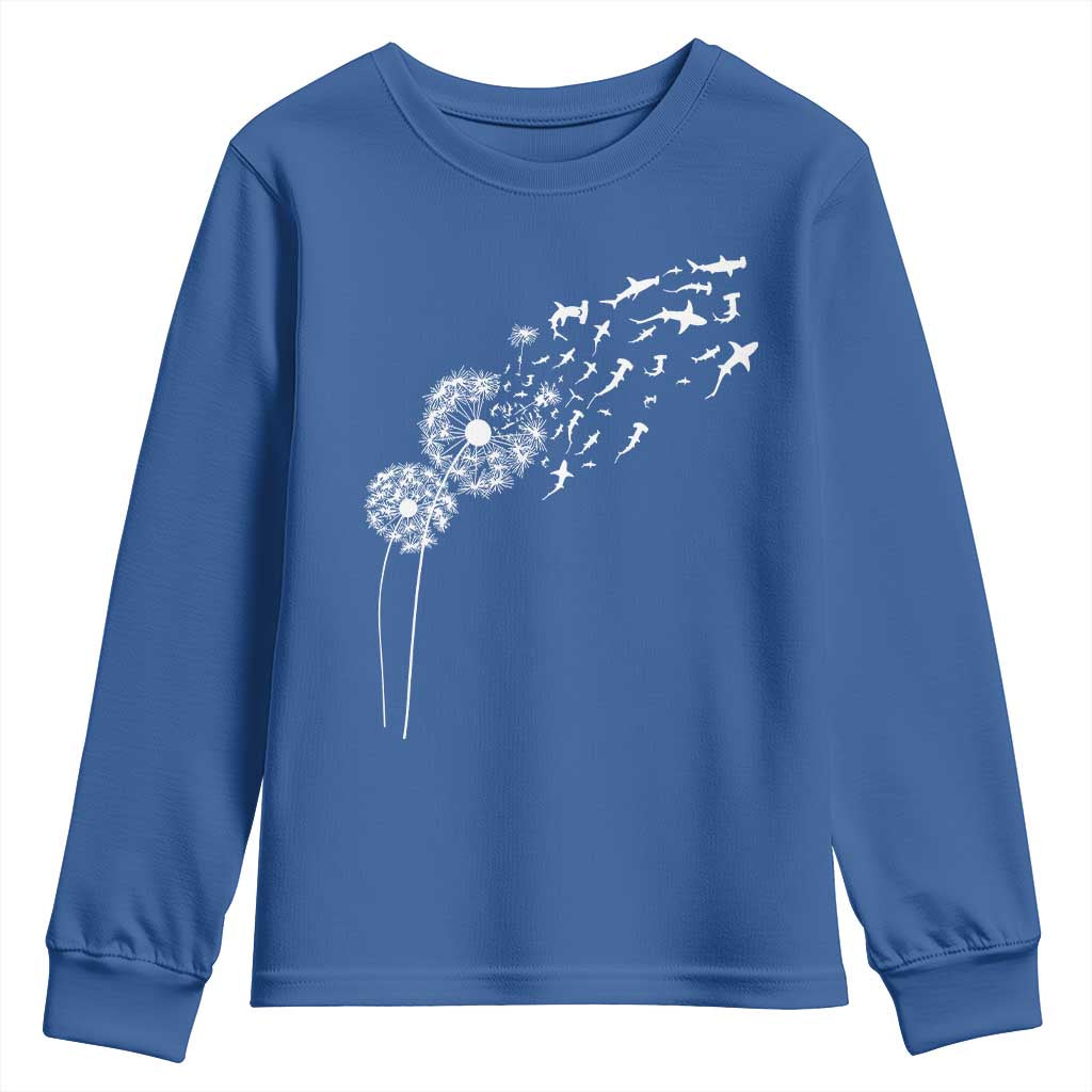 Shark Dandelion Flower for Ocean Wildlife Lover Youth Sweatshirt TS11 Royal Blue Print Your Wear