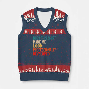 Does This Shirt Make Me Look Professionally Developed V-Neck Knit Sweater Vest Retro Funny Sarcastic
