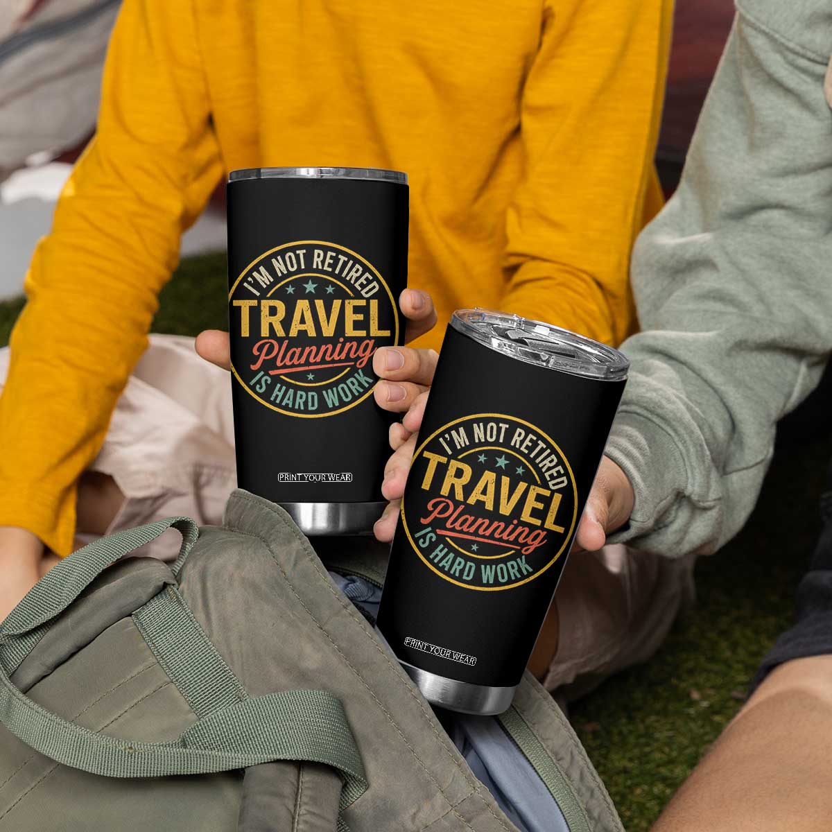 I'm Not Retired Travel Planning Is Hard Work Tumbler Cup Funny Retirement Vacation Retro