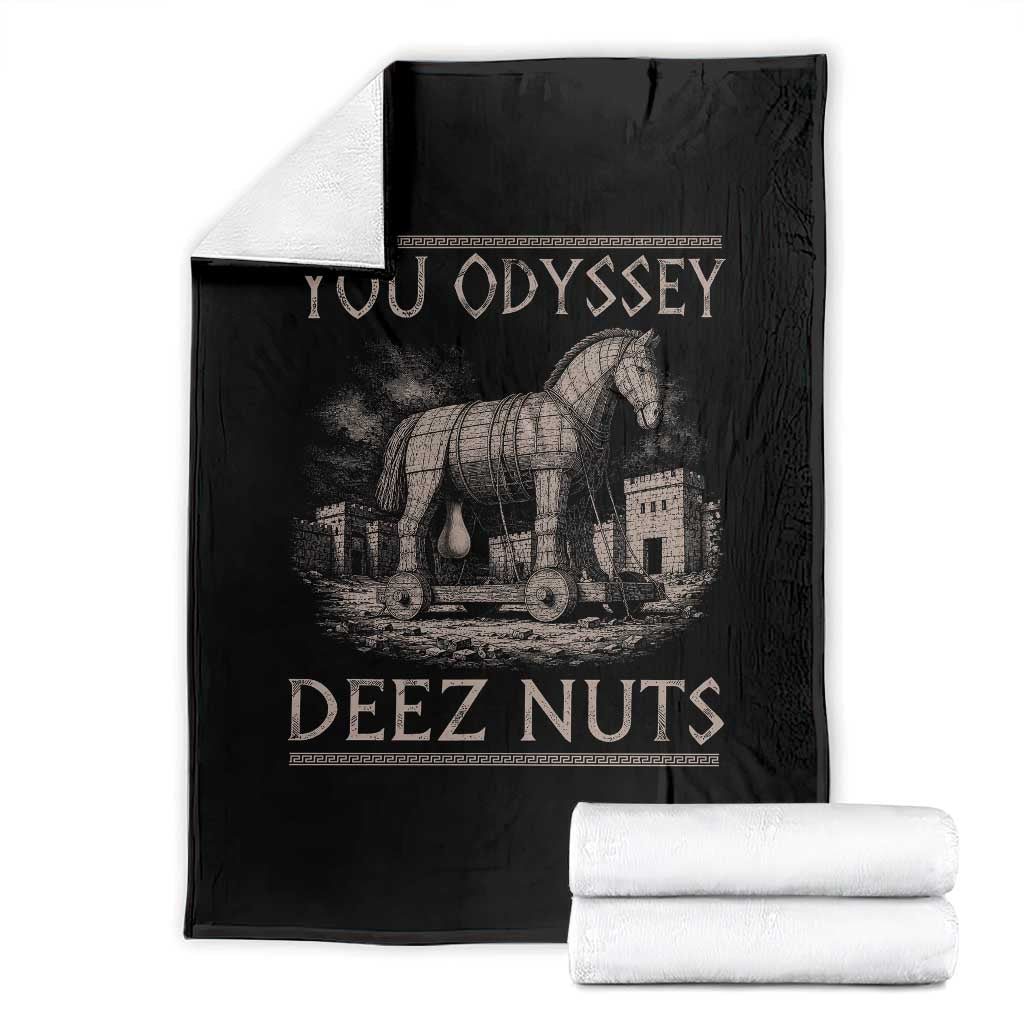 You Odyssey Deez Nuts Funny Trojan Horse Throw Blanket Inappropriate Adult Humor Ancient Greek TS11 Black Print Your Wear