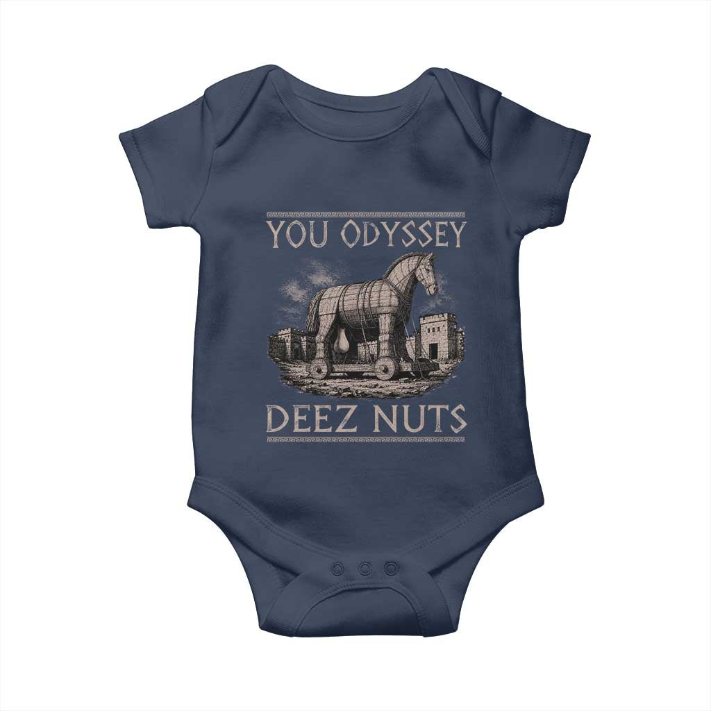 You Odyssey Deez Nuts Funny Trojan Horse Baby Onesie Inappropriate Adult Humor Ancient Greek TS11 Navy Print Your Wear