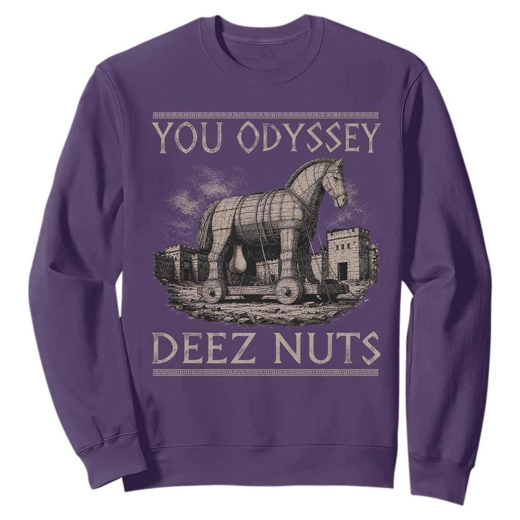 You Odyssey Deez Nuts Funny Trojan Horse Sweatshirt Inappropriate Adult Humor Ancient Greek TS11 Purple Print Your Wear