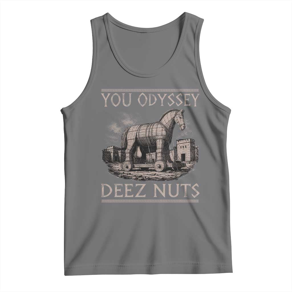You Odyssey Deez Nuts Funny Trojan Horse Tank Top Inappropriate Adult Humor Ancient Greek TS11 Black Heather Print Your Wear