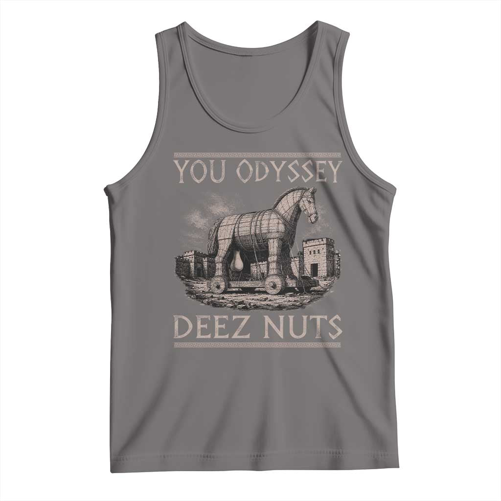 You Odyssey Deez Nuts Funny Trojan Horse Tank Top Inappropriate Adult Humor Ancient Greek TS11 Deep Heather Print Your Wear