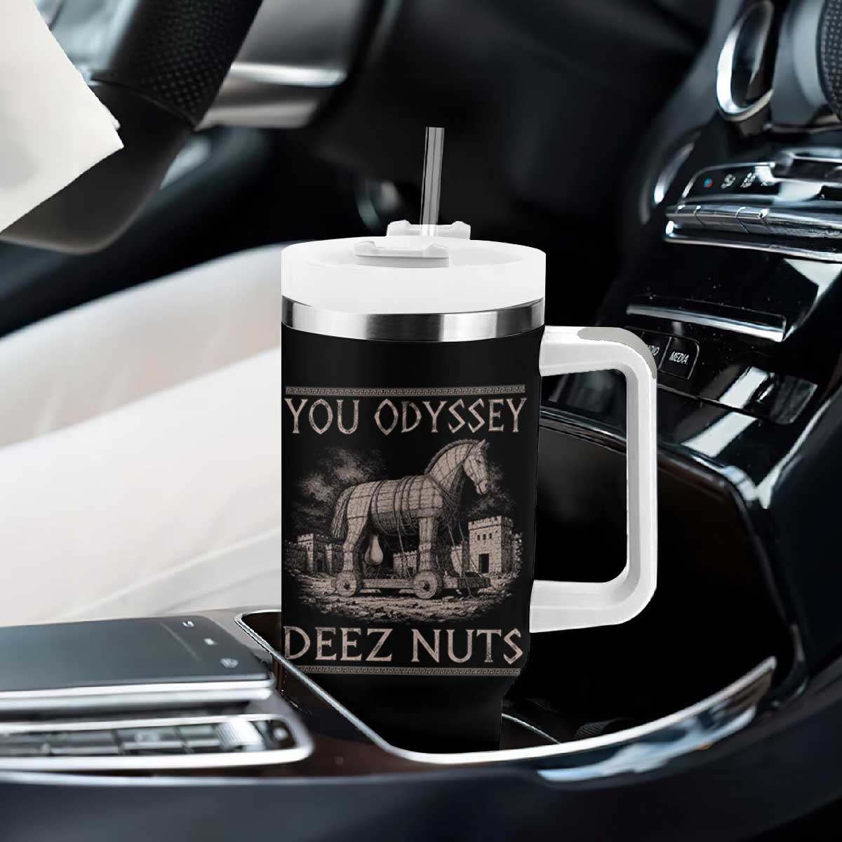 You Odyssey Deez Nuts Funny Trojan Horse Tumbler With Handle Inappropriate Adult Humor Ancient Greek