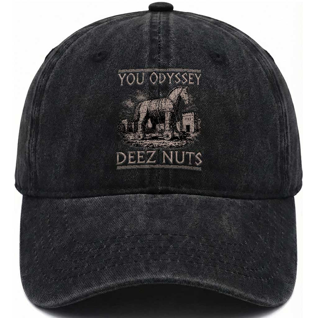 You Odyssey Deez Nuts Funny Trojan Horse Washed Cotton Baseball Cap Inappropriate Adult Humor Ancient Greek TS11 Print Your Wear