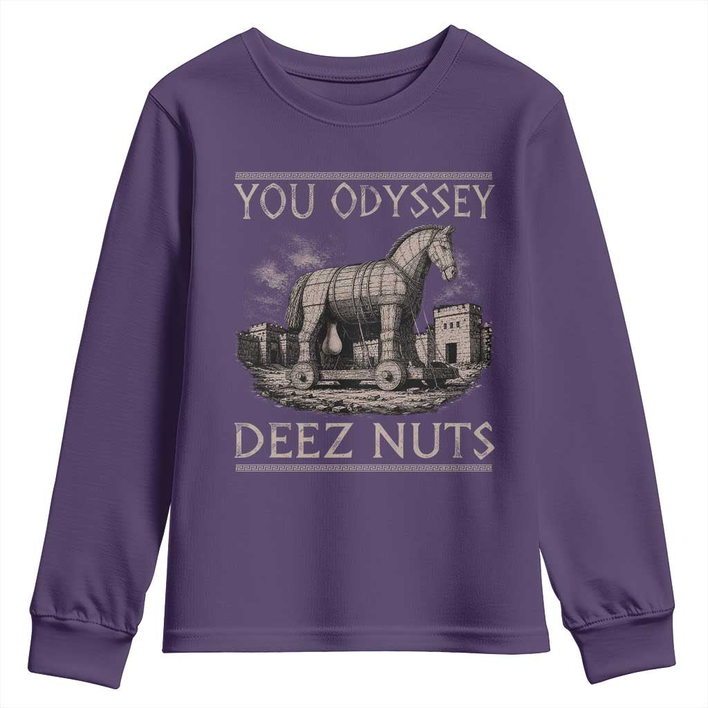 You Odyssey Deez Nuts Funny Trojan Horse Youth Sweatshirt Inappropriate Adult Humor Ancient Greek TS11 Purple Print Your Wear