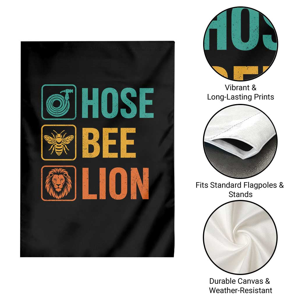 Hose Bee Lion Funny Meme Word Pun Retro Garden Flag