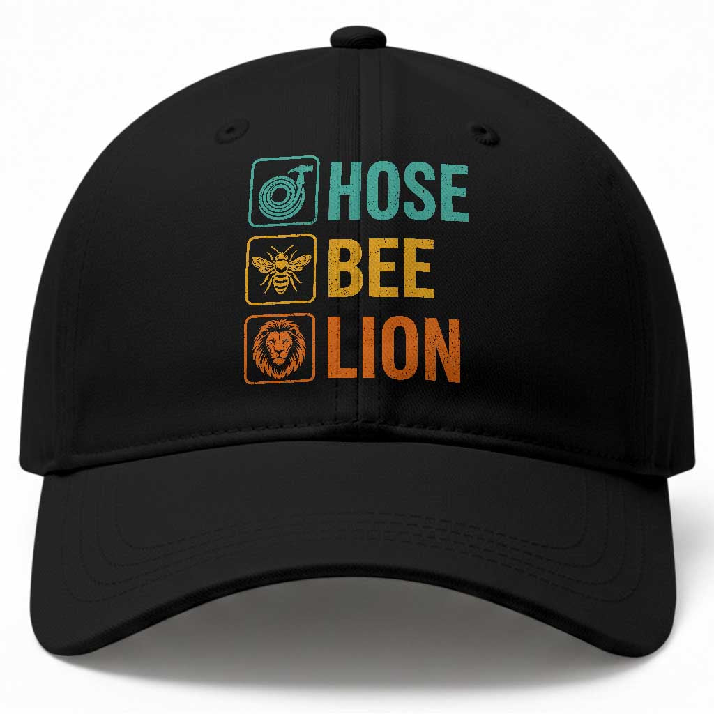 Hose Bee Lion Funny Meme Word Pun Retro Baseball Cap