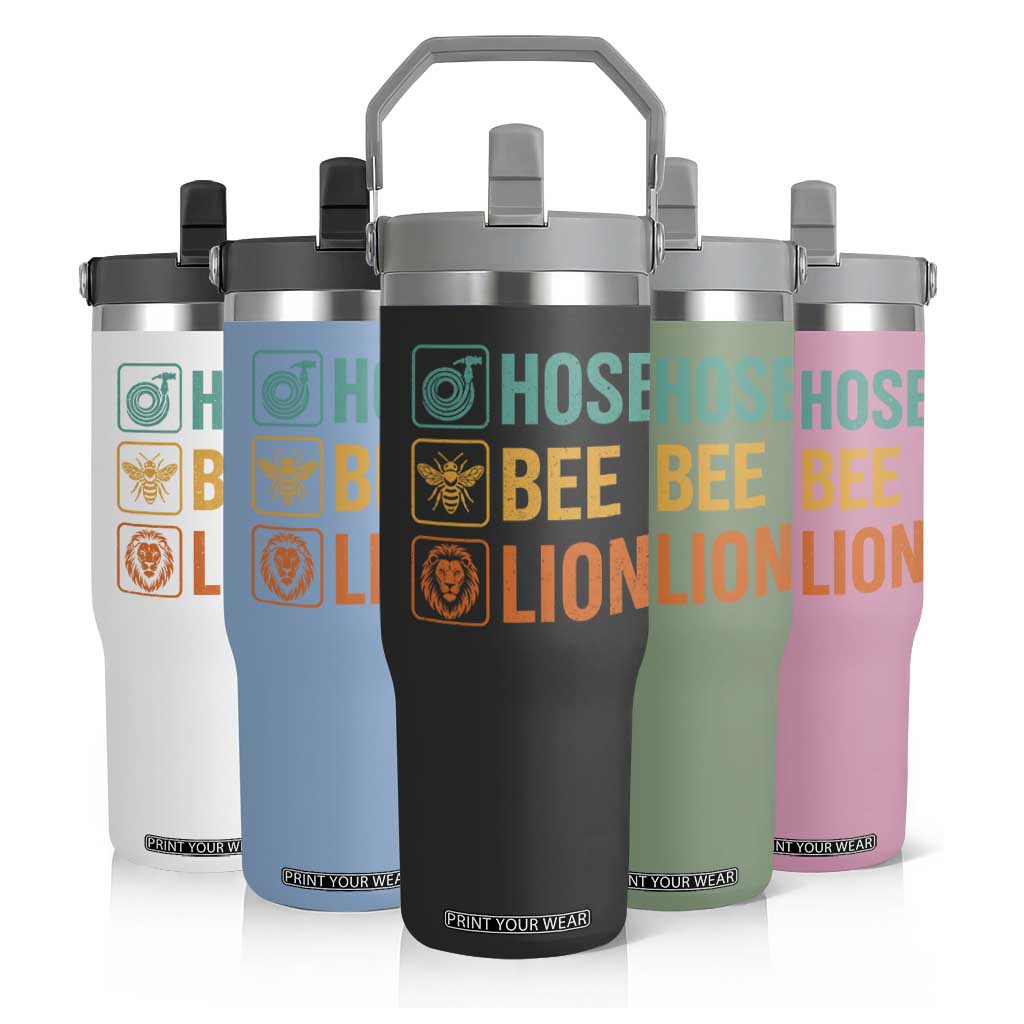 Hose Bee Lion Funny Meme Word Pun Retro Flip Straw Tumbler