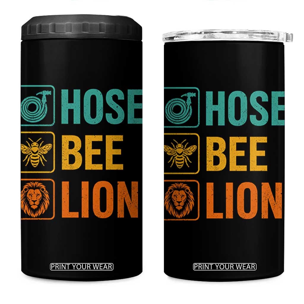 Hose Bee Lion Funny Meme Word Pun Retro 4 in 1 Can Cooler Tumbler