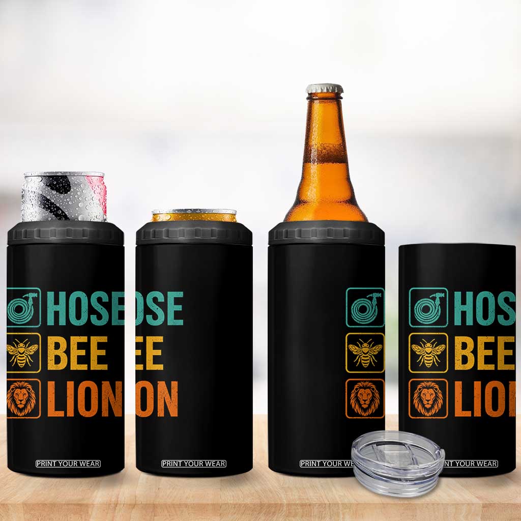 Hose Bee Lion Funny Meme Word Pun Retro 4 in 1 Can Cooler Tumbler