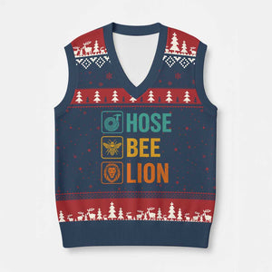 Hose Bee Lion Funny Meme Word Pun Retro V-Neck Knit Sweater Vest