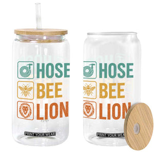 Hose Bee Lion Funny Meme Word Pun Retro Glass Can