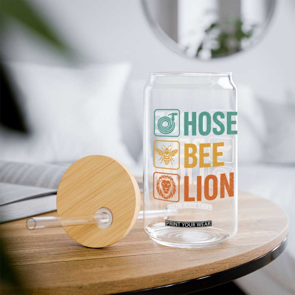 Hose Bee Lion Funny Meme Word Pun Retro Glass Can