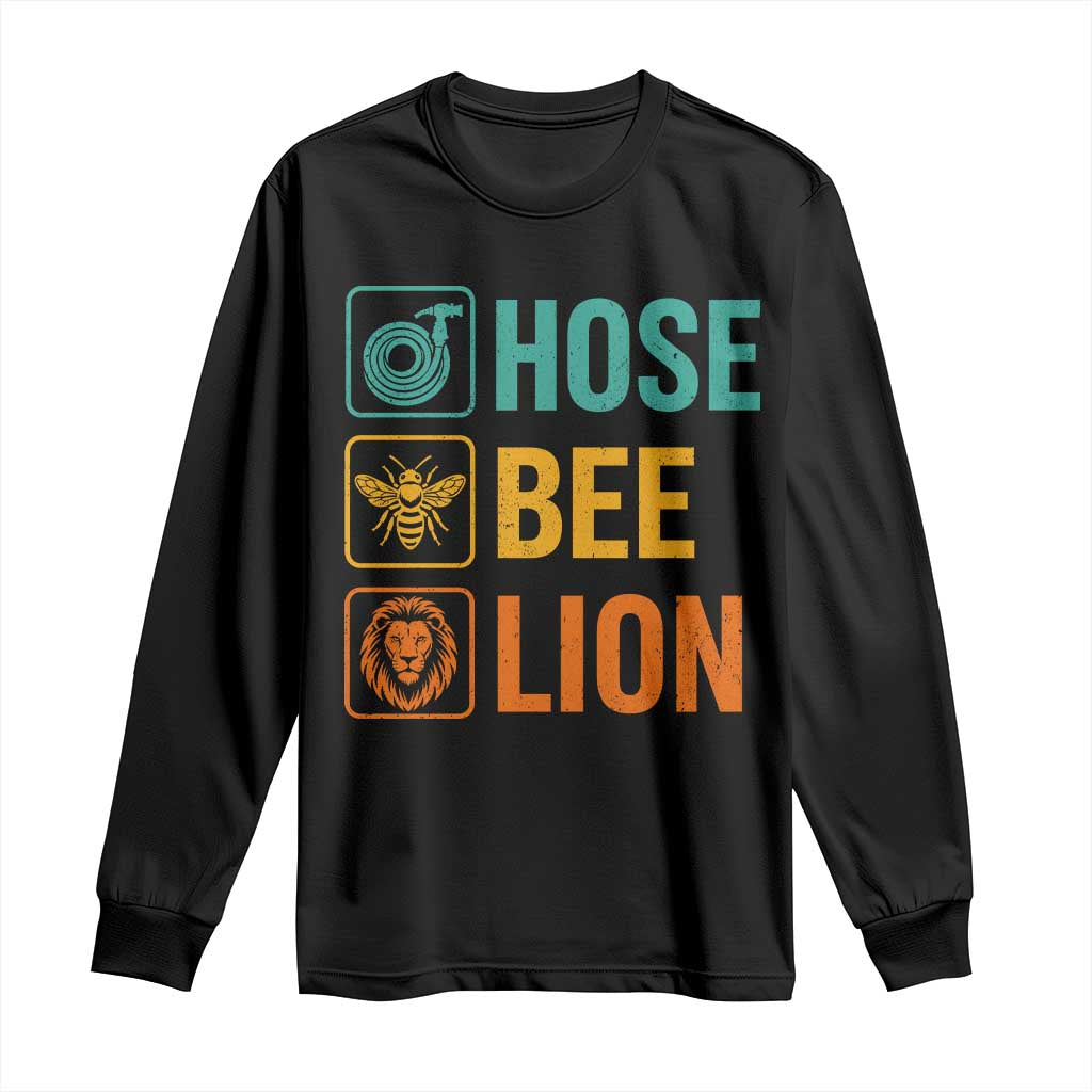 Hose Bee Lion Funny Meme Word Pun Retro Long Sleeve Shirt