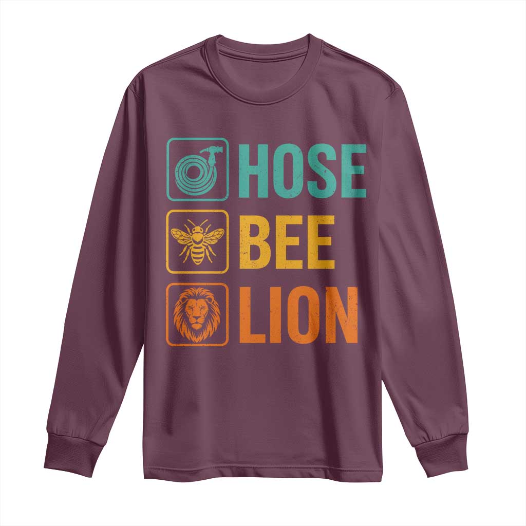 Hose Bee Lion Funny Meme Word Pun Retro Long Sleeve Shirt